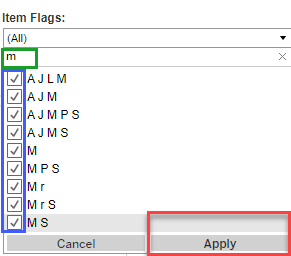 Step 3 - item flag search for second flag designation